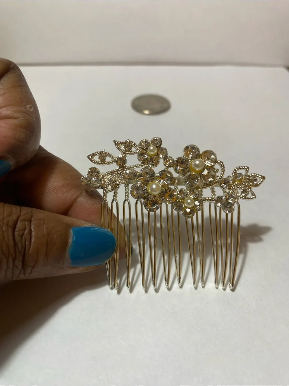 Silver Floral Crystal Hair Comb - Elegant Bridal Accessory
